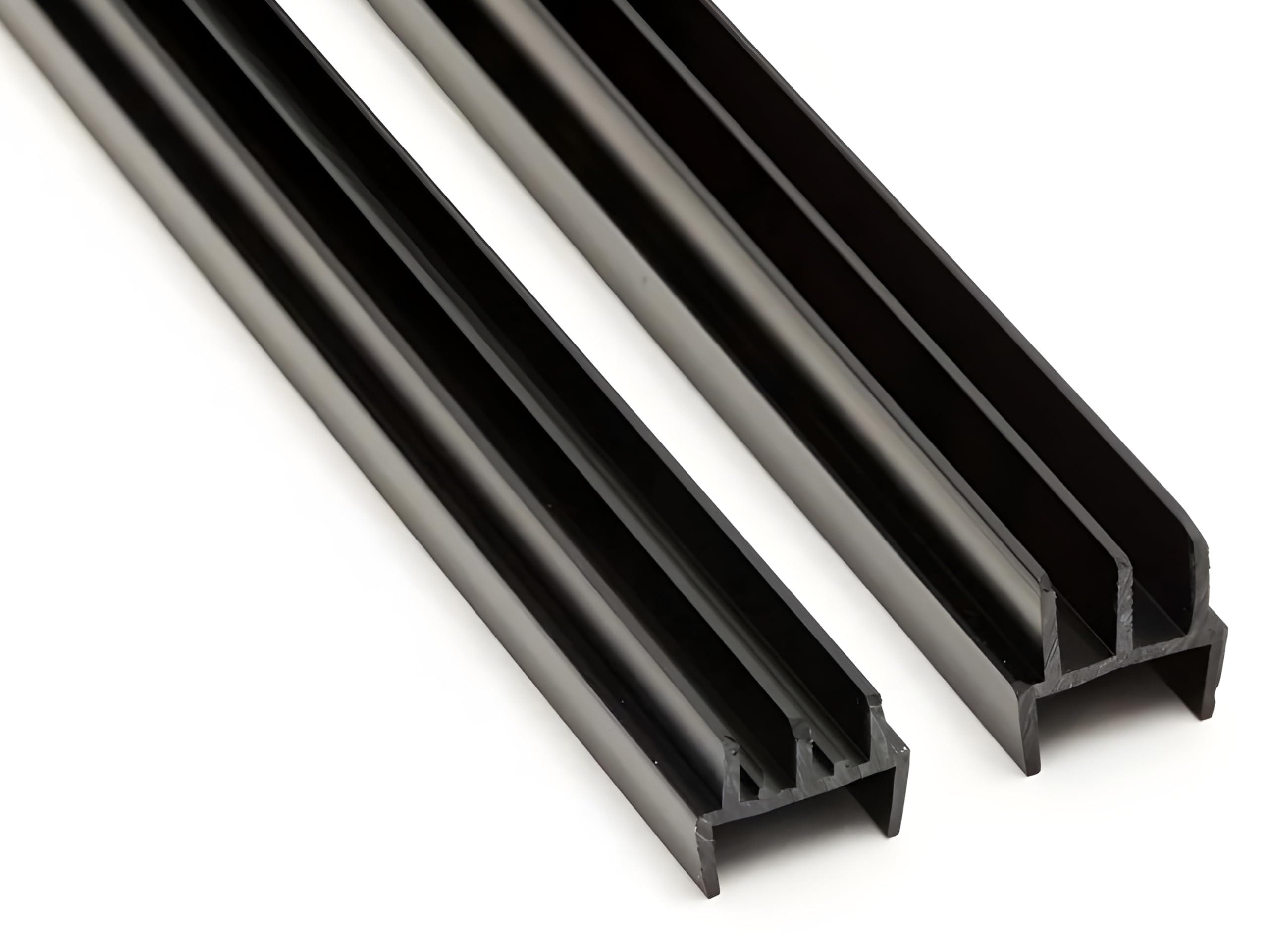 TMW Profiles 2.44M (8ft) Long Clip on Vivarium Glass Runners Track Double Channel 4mm Top & Bottom, 15mm & 18mm Thick Wood, Black & White, UV-Stable PVC (Black 15mm Top & Bottom, 2440mm Long)