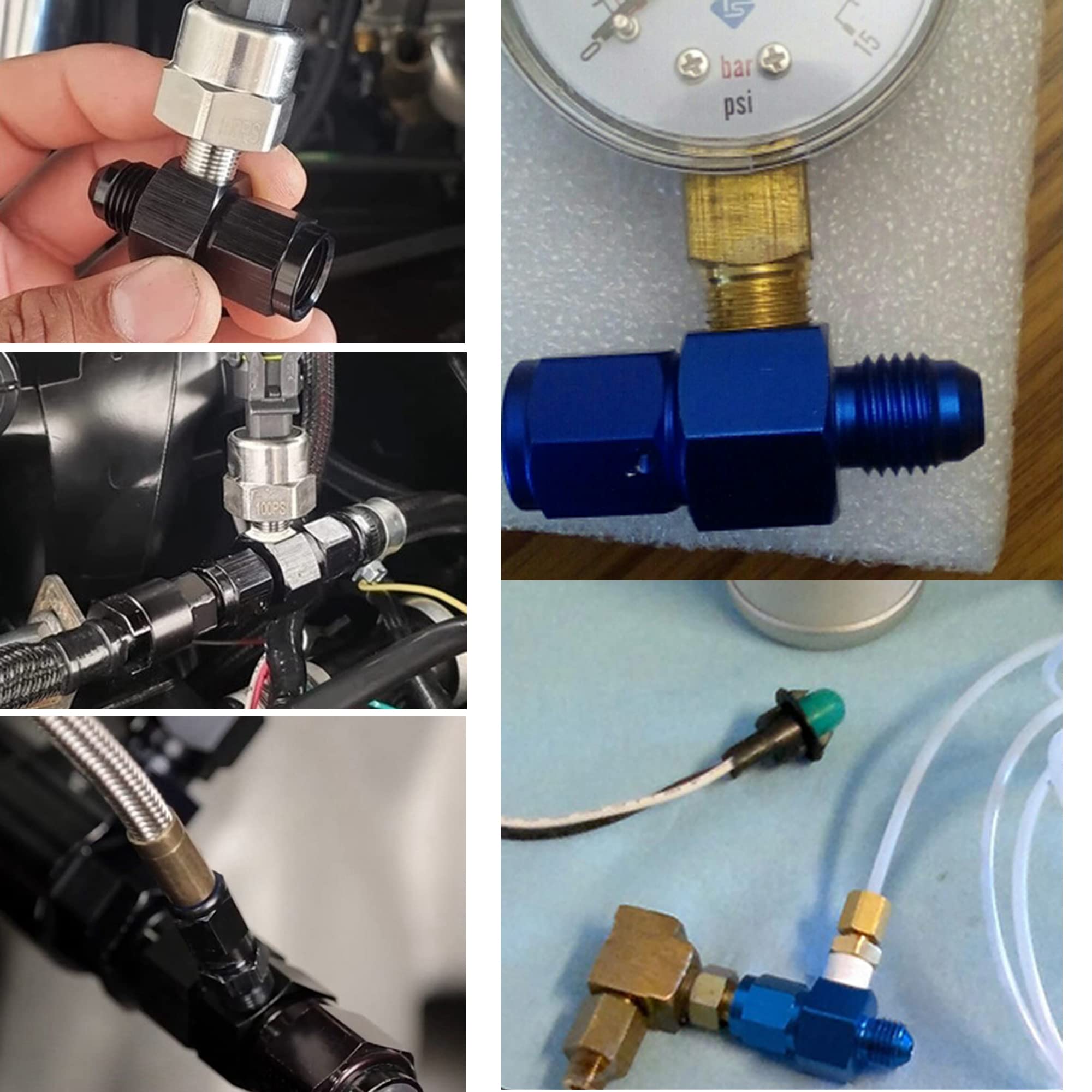 Adaptateur De Ligne De Carburant 6AN Mâle/femelle - Raccord Rapide 1/8NPT En Aluminium Noir, Pivotant