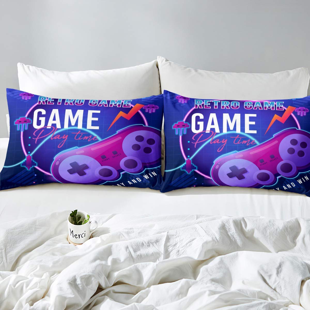 Gamepad Set di Biancheria da Letto Videogioco Gamepad Copripiumino per Bambini Bambini Adolescenti novità Controller di Gioco Moderno Copripiumino Console per Videogiochi Copriletto Copripiu