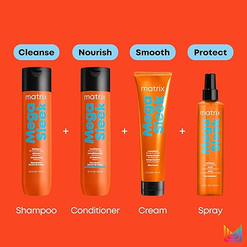 Miniatura 5 de Matrix Mega Sleek - Crema suavizante sin enjuague | Con manteca de karité | Para cabello encrespado | Protector de calor | Suaviza el cabello |