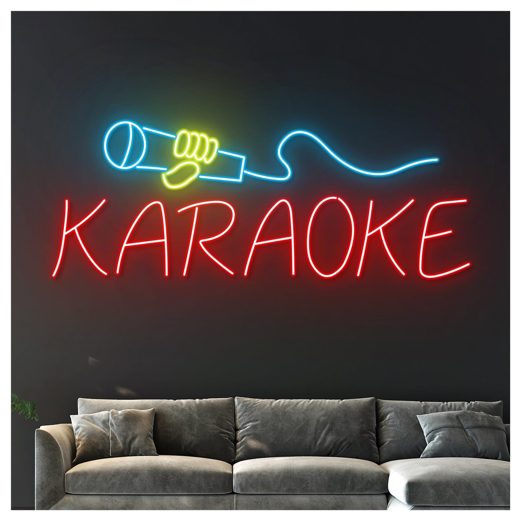 Wiszące neony artystyczne Neon Karaoke Mikrofon LED Światło Na Imprezę Urodziny Sklep Muzyka Studio Bar Klub Dekoracja Ścienna Lampka Nocna 45cm