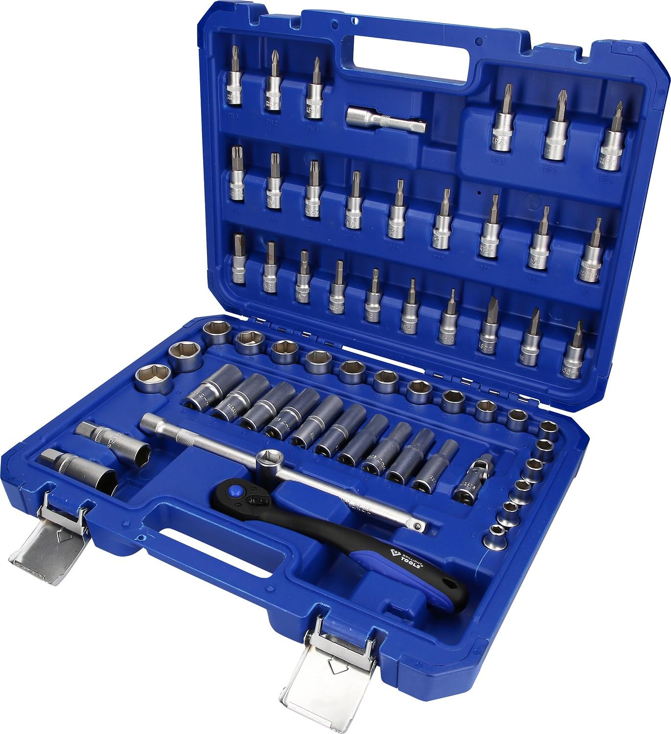 BRILLIANT TOOLS BT021061 Juego de llaves de vaso de 3/8", 61 pzs [Powered by KS TOOLS]