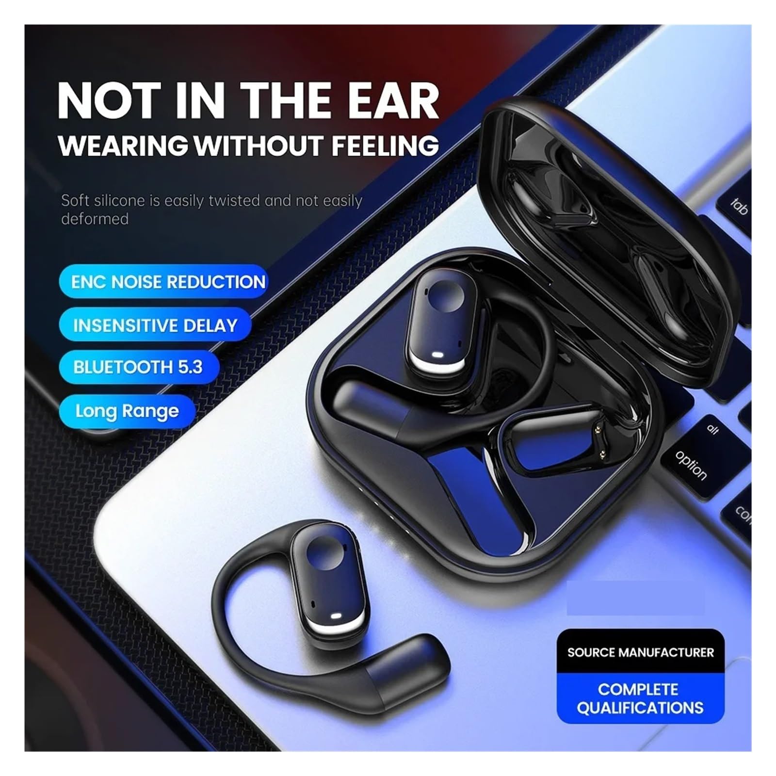 Cuffie con comfort stabile e suono ad alta risoluzione Bassi puri Boost Auricolari Bluetooth 5.3 Cuffie for lo sport(Ivory)