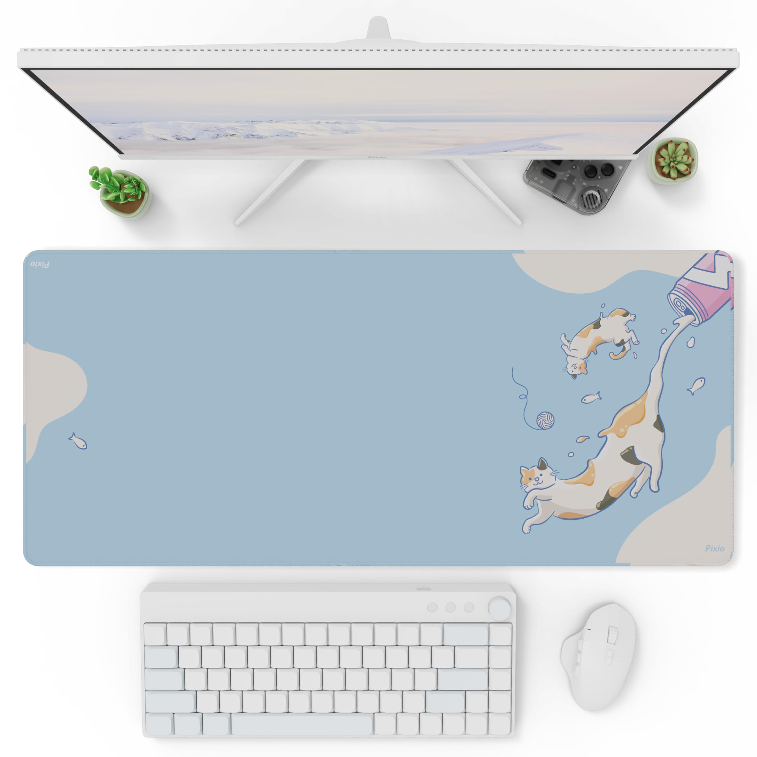 Amazon.com: Pixio Mouse Pads - 36 x 16 inch XXL Milky Cats Blue