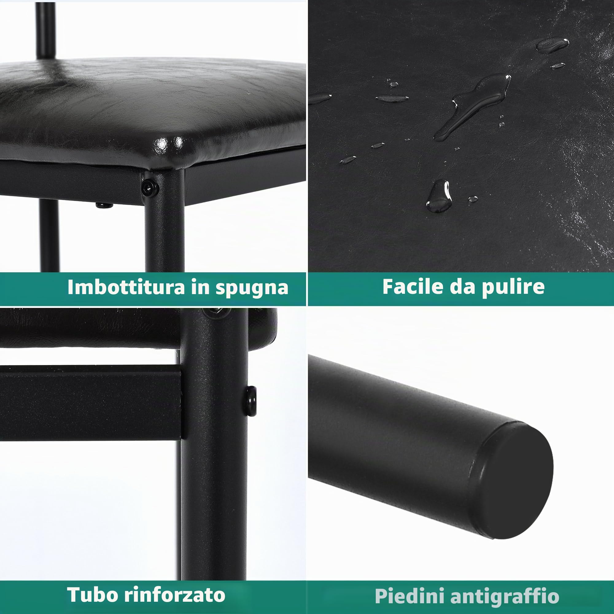 YITAHOME Set di 2 sgabelli da bar, seduta alta con seduta e schienale imbottiti, sgabelli industriali per cucina/sala da pranzo, sedie da bar con poggiapiedi ergonomico, nero