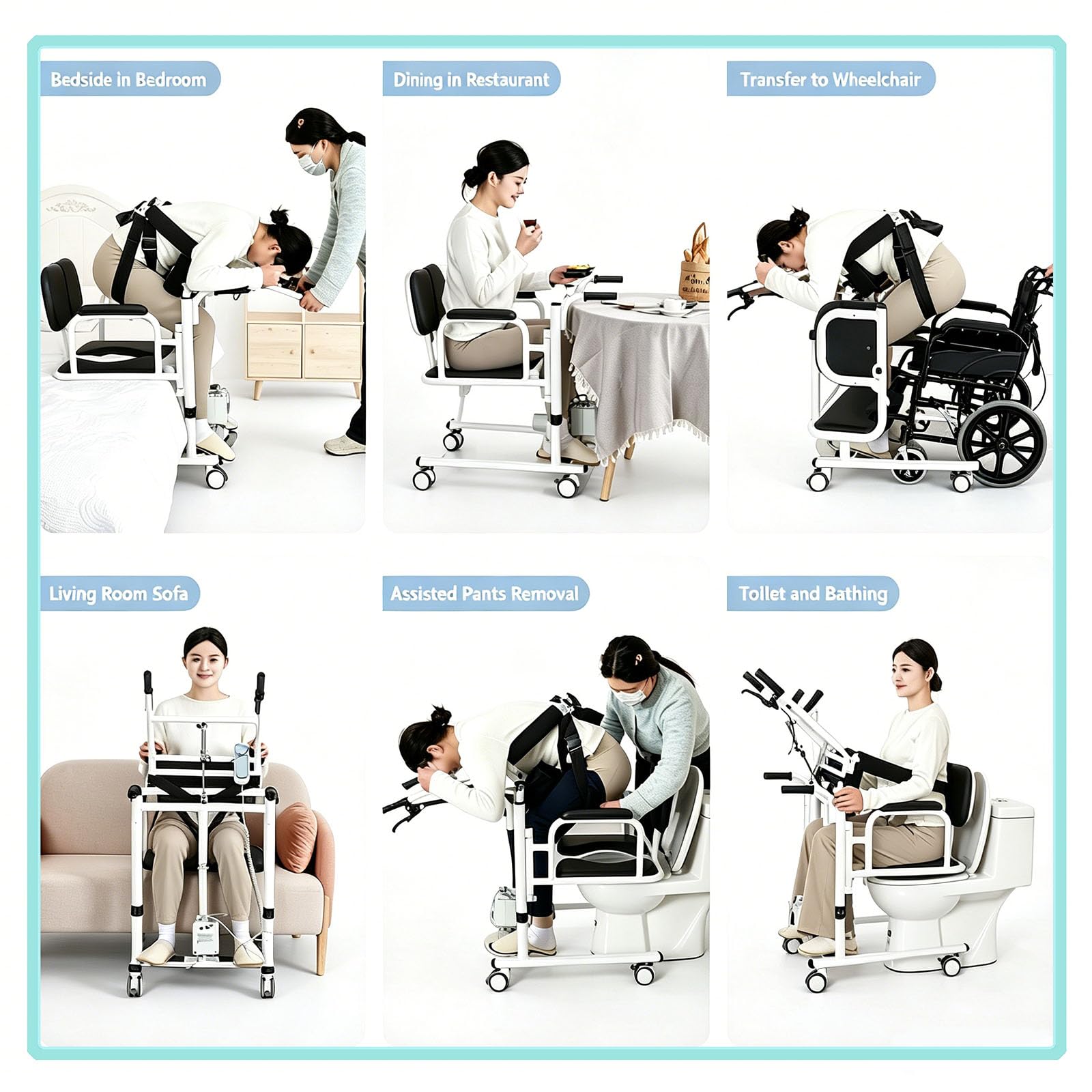 Silla Eléctrica De Transferencia para Pacientes, Apertura De 180°, con Control Remoto, para Personas Mayores Y Discapacitadas, Altura Regulable, 200 Kg