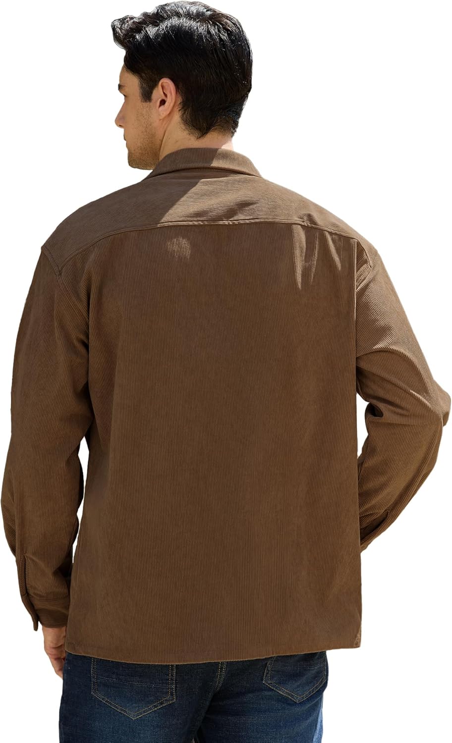 PLEPAN Men's Corduroy Shacket with 4 Pockets (Chest & Side Slant) Button Down Work Jackets Casual Long Sleeve Shirt Jacket - Image 4