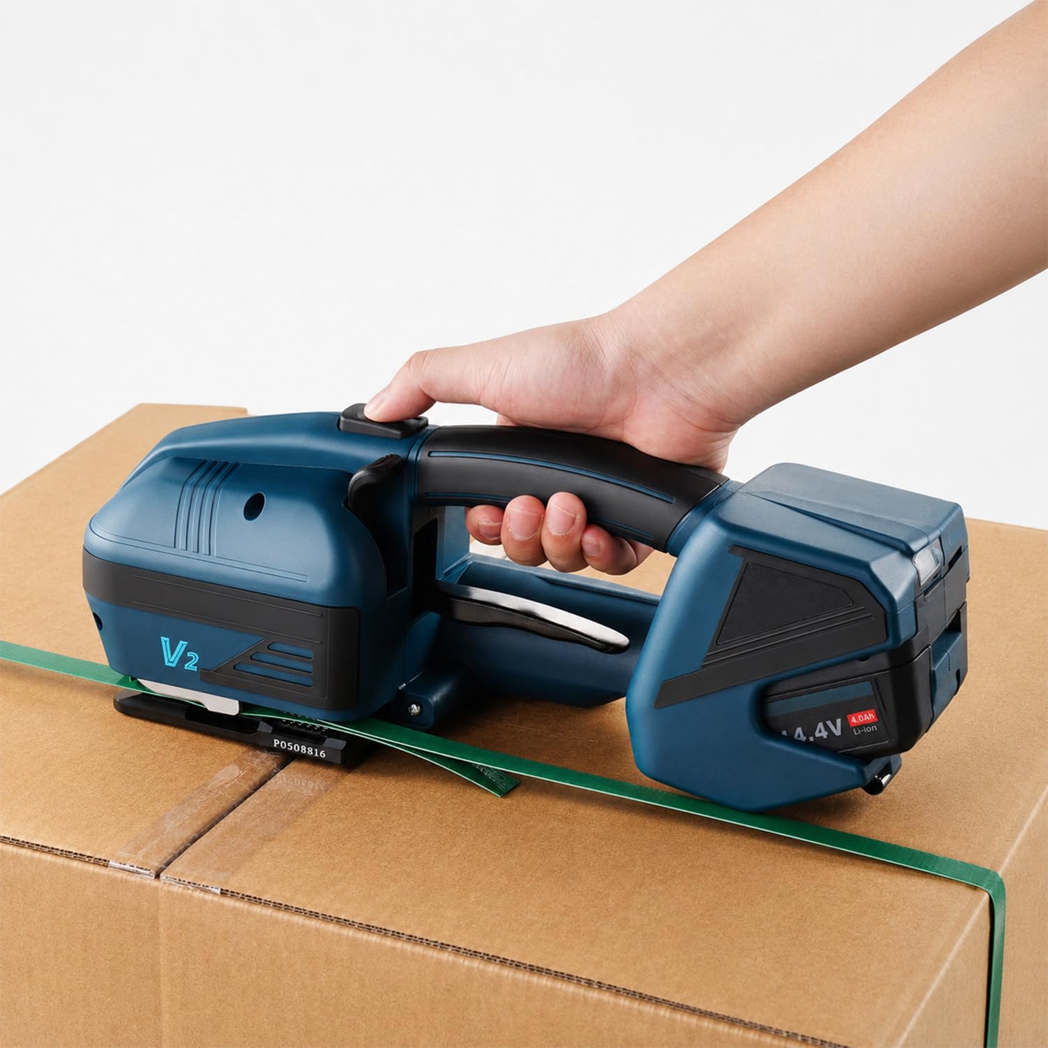 Ostreemaner Automatic Strapping Binding Machine, Electric Strapping Tool, 2.5s Fast Welding, 13-16 mm Strapping Width, With LCD Display, 600-3200N Adjustable Tensile Strength, For Boxes and Pallets