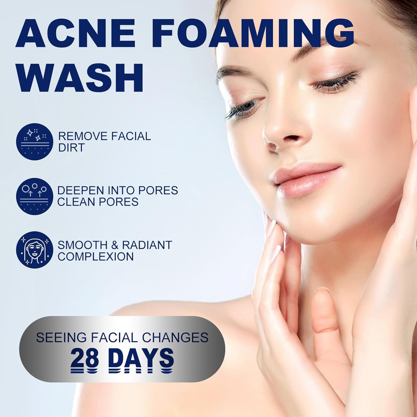 Acne Clean Foam Cleanser,Scuma Detergente Anti-Acne,Pulizia Profonda Dei Pori,Detergente Facciale E Corporeo,Deep Pore Cleansing Foam for Face Cleansing, Against Makeup
