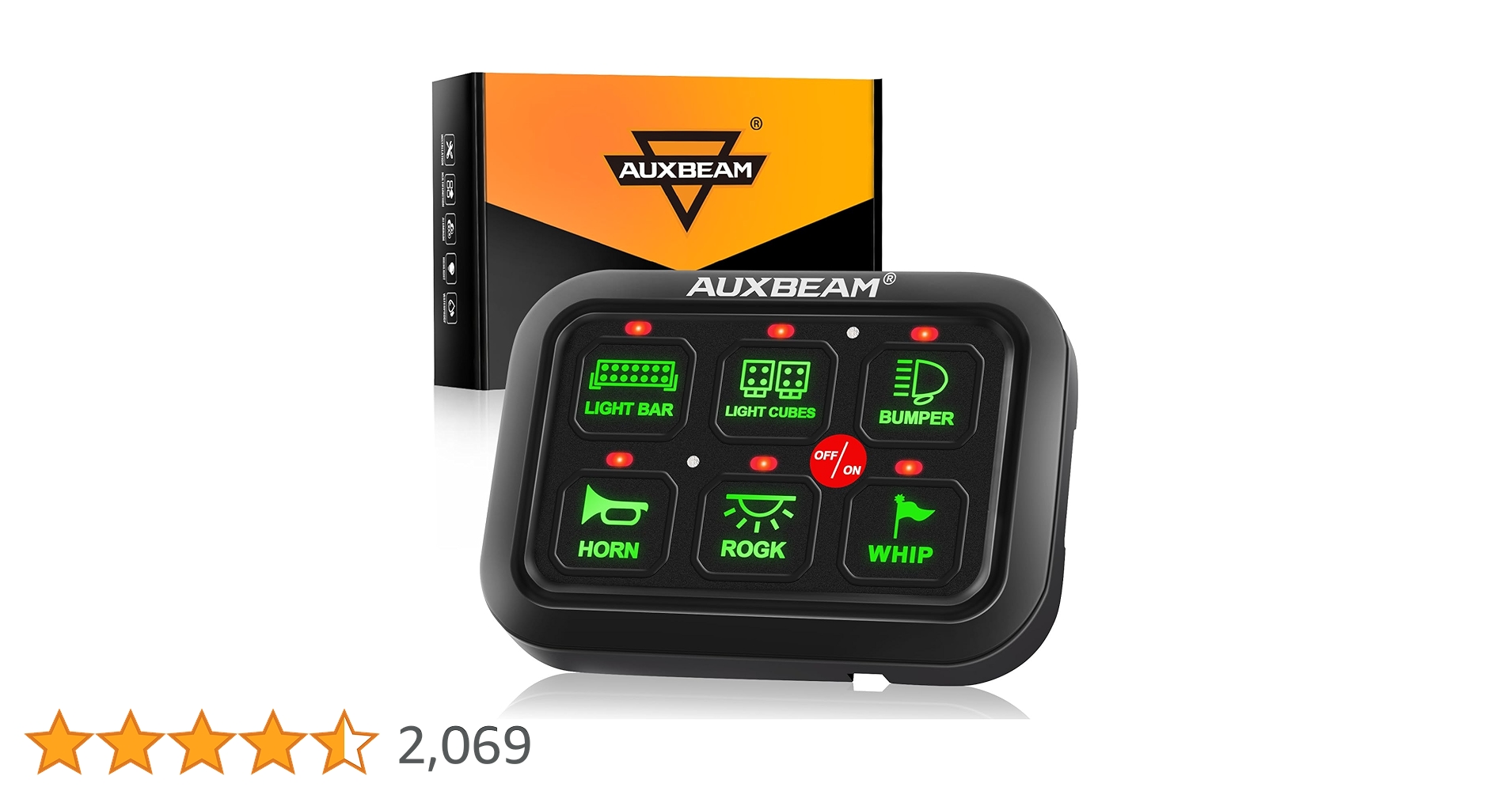 Amazon.co.jp: Auxbeam 8ギャングスイッチパネル BA80 自動調光機能