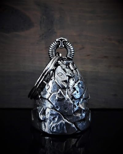 Miniatura 5 de Bravo Bells Campana de diamante de cruz celta - Accesorio de campana de motociclista o llavero para buena suerte en la carretera, Plata antigua