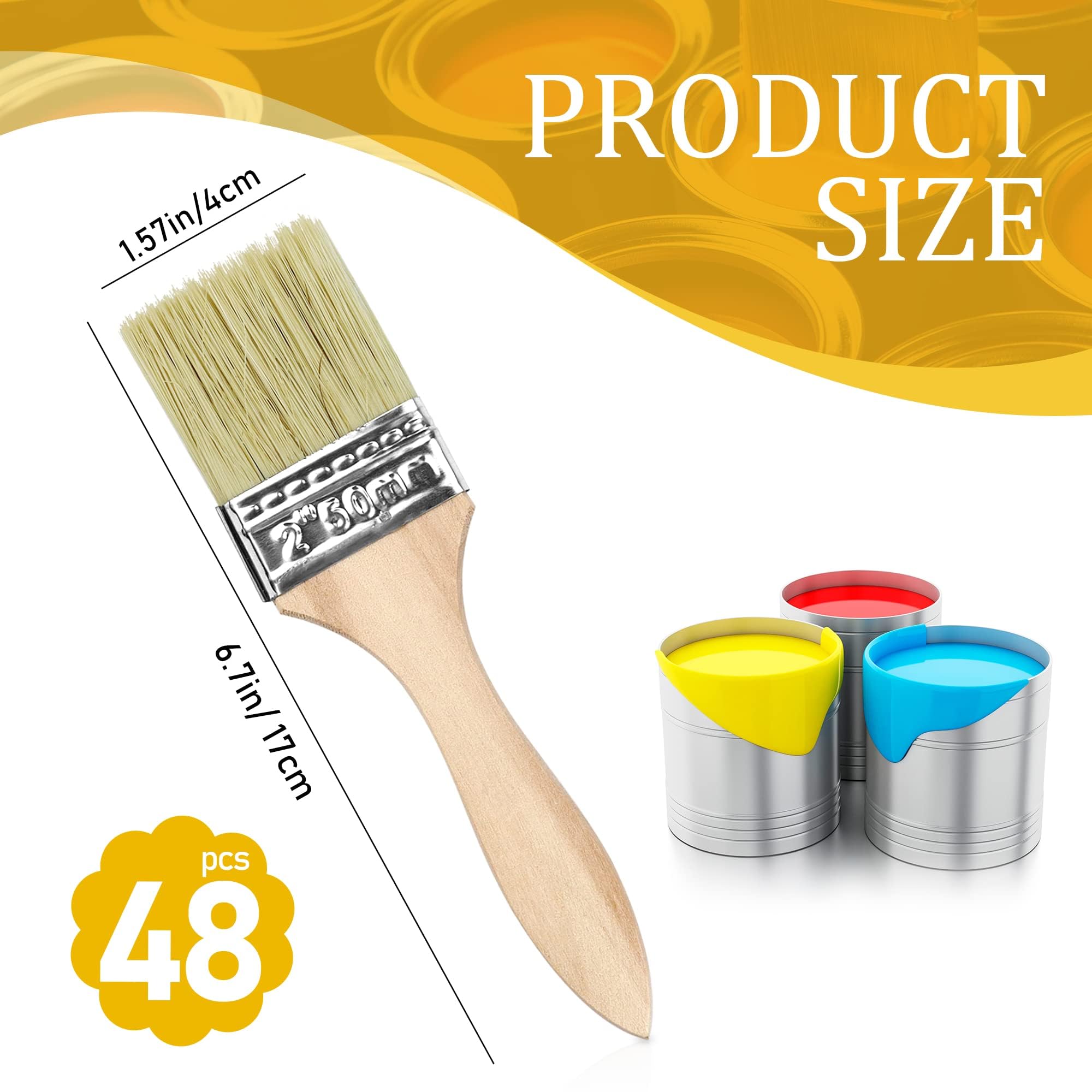 48 Pack 2 inch-UPlama Chip Paint Brushes, All-Purpose Brush Set for Painting, Stains, Varnishes, Epoxy, Glue & Crafts, Multi-Surface Use on Wood, Walls & Furniture