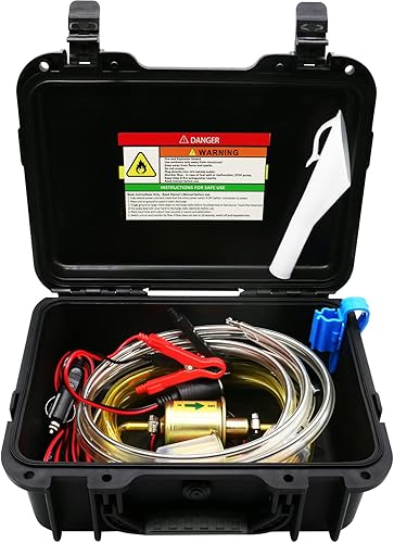 Bomba de transferencia de combustible de 12 V, mueve hasta 30 galones de gas o diésel por hora, con tubo de plomo de polea patentado, ideal para