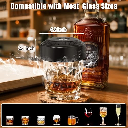 Miniatura 5 de Kit de ahumador de whisky eléctrico, kit de ahumador de cóctel recargable con 6 virutas de madera, encendedor integrado, no necesita butano, kit de