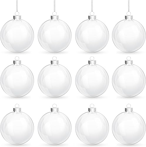 Adornos de bola de plástico transparente para manualidades, paquete de 12 unidades a granel, 3.150 in, 3.15 pulgadas, adornos de Navidad