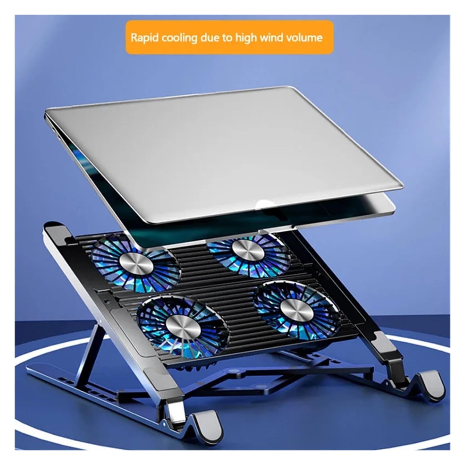 Base di raffreddamento for laptop Supporto di raffreddamento pieghevole for laptop Supporto portatile regolabile for notebook da 13-17,3 pollici con 4 ventole