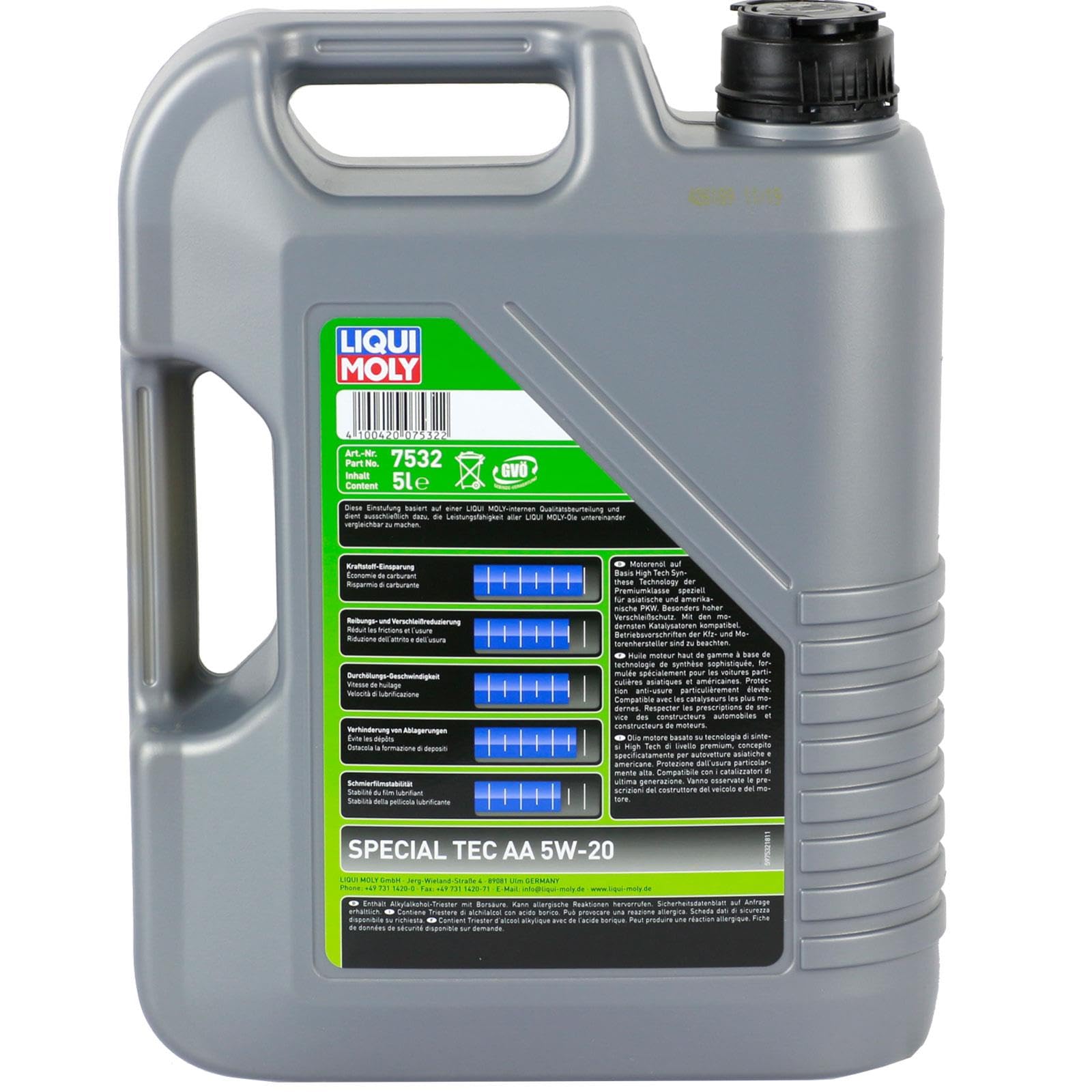 LIQUI MOLY Huile moteur Special Tec 5W-20 API SQ AA 1 L Compatible avec JEEP GRAND CHEROKEE IV WK, WK2, HYUNDAI Tucson TL, TLE, FORD Ranger Mk3 TKE, TOYOTA Yaris 3/5 portes P9