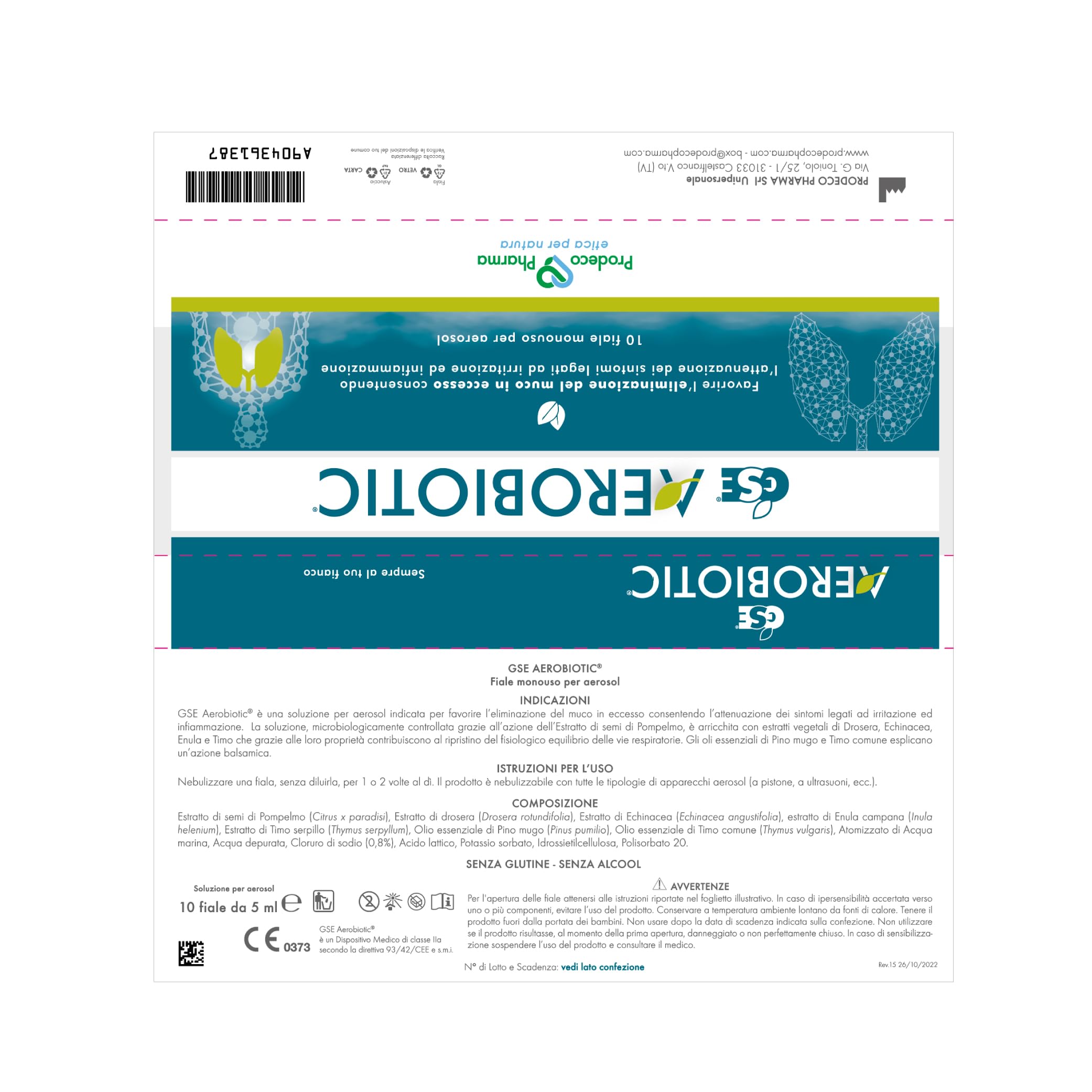 Prodeco Pharma GSE AEROBIOTIC 10 Fiale - Soluzione da Nebulizzare tramite Aerosol
