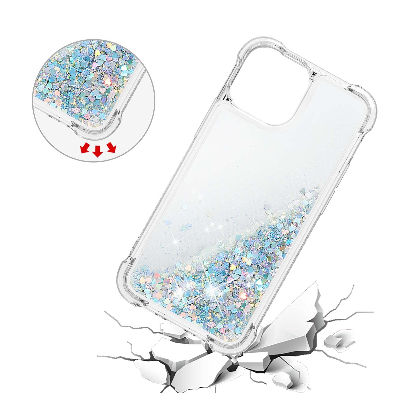 Caka Coque compatible avec iPhone 14 Pro Max – Coque à paillettes
