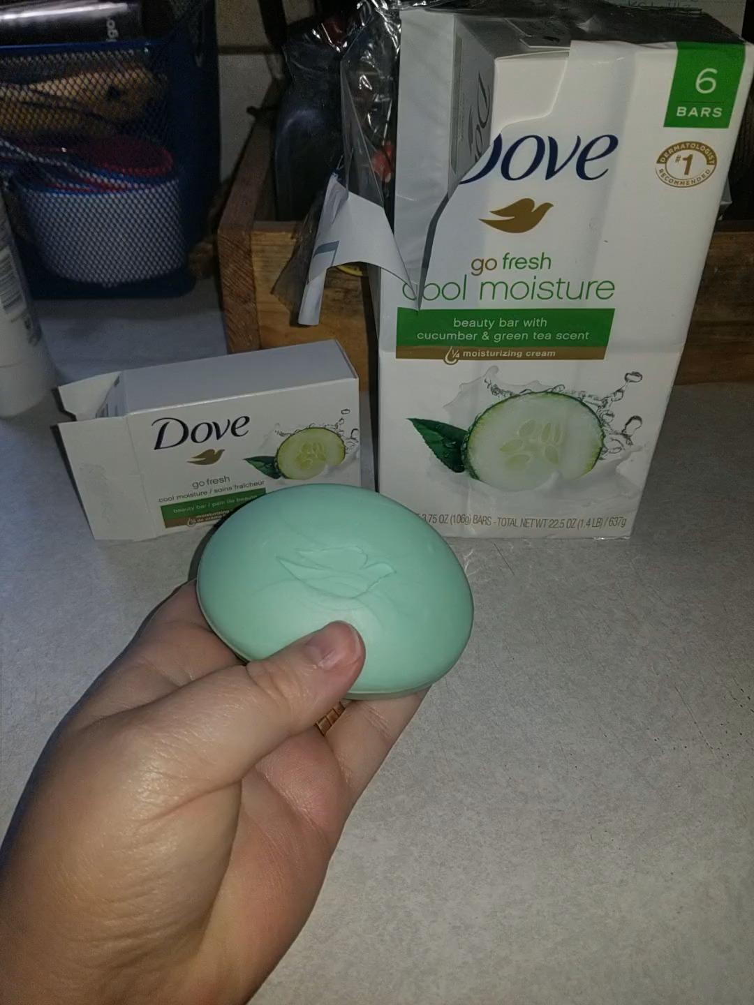 Unilever Dove Beauty Bar Soap Cool Moisture Cucumber & Green Tea Scent, 6 Bars for Refreshed Skin, Leaves Skin Refreshed 3.75 oz