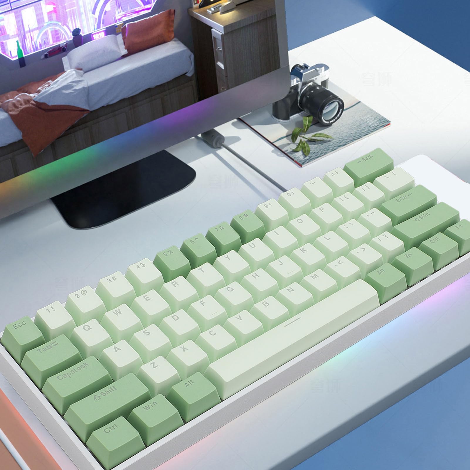 Cryfokt Teclado Mecánico de 61 Teclas, Retroiluminación RGB Compacta