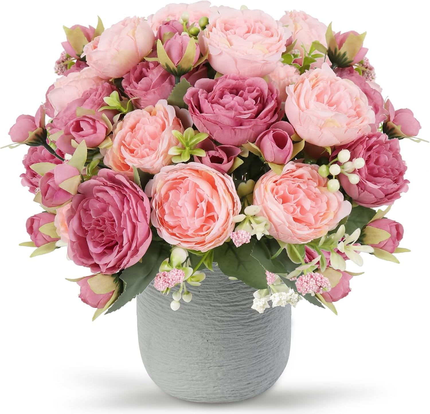 Hyklaner 2 Bunches Peonies Artificial Flowers, Mixed Pink Artificial Peonies, Silk Peonies Flowers Bouquet for Centerpiece Table Wedding Party Home Decor (Cameo brown Pink)
