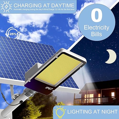 Miniatura 2 de Luces solares de calle de 2000 vatios, luz de inundación solar para exteriores, 170000 lúmenes, del anochecer al amanecer, 6500 K, luz LED de poste