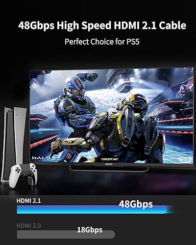 Miniatura 4 de Silkland Cable HDMI ARCeARC 8K 2.1 para barra de sonido de 1.5 pies, 8K 60Hz, 4K 120Hz, cable HDMI de alta velocidad para juegos, 48 Gbps, HDR10,