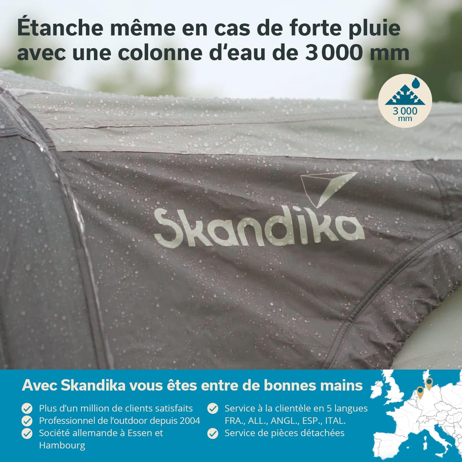 Skandika Auvent Vika Air Caravan 400 Set | Auvent Gonflable avec parois latérales, CaravanTarp, Voile d'ombrage UV 50+, Colonne d'eau de 3000 mm| pour Camping-Car, Caravane, Bus