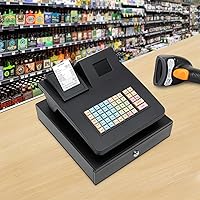 Vista 3 de Caja registradora, caja registradora electrónica de 48 llaves con pantalla LED, cajón e impresión térmica, caja de registro rectangular sistema POS