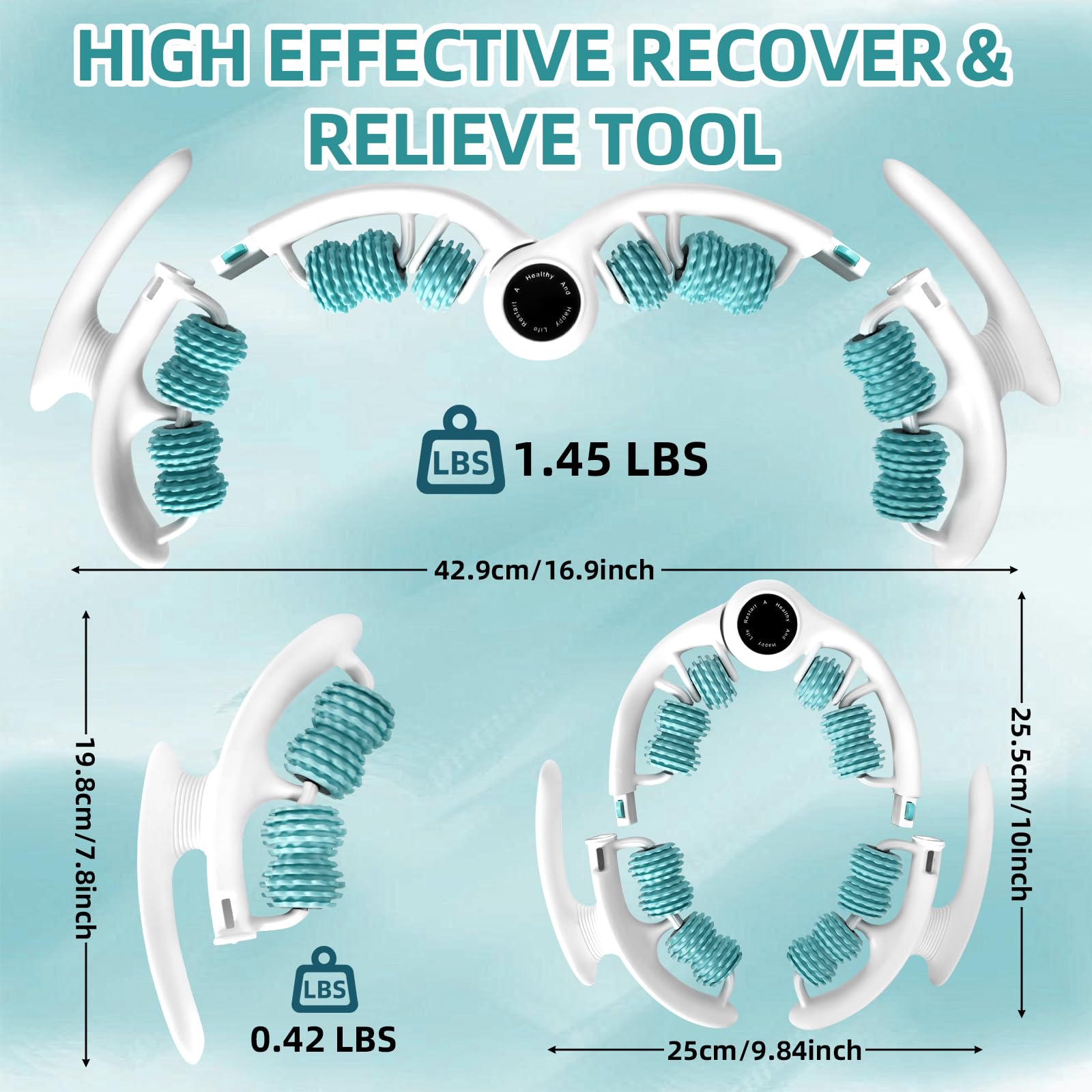 Hossom Masseur Manuel Anti-Cellulite avec Poignées Amovibles - Rouleau de Massage Professionnel pour Cuisses, Jambes et Fesses - Stimulation Fasciale et Drainage Lymphatique (Vert)