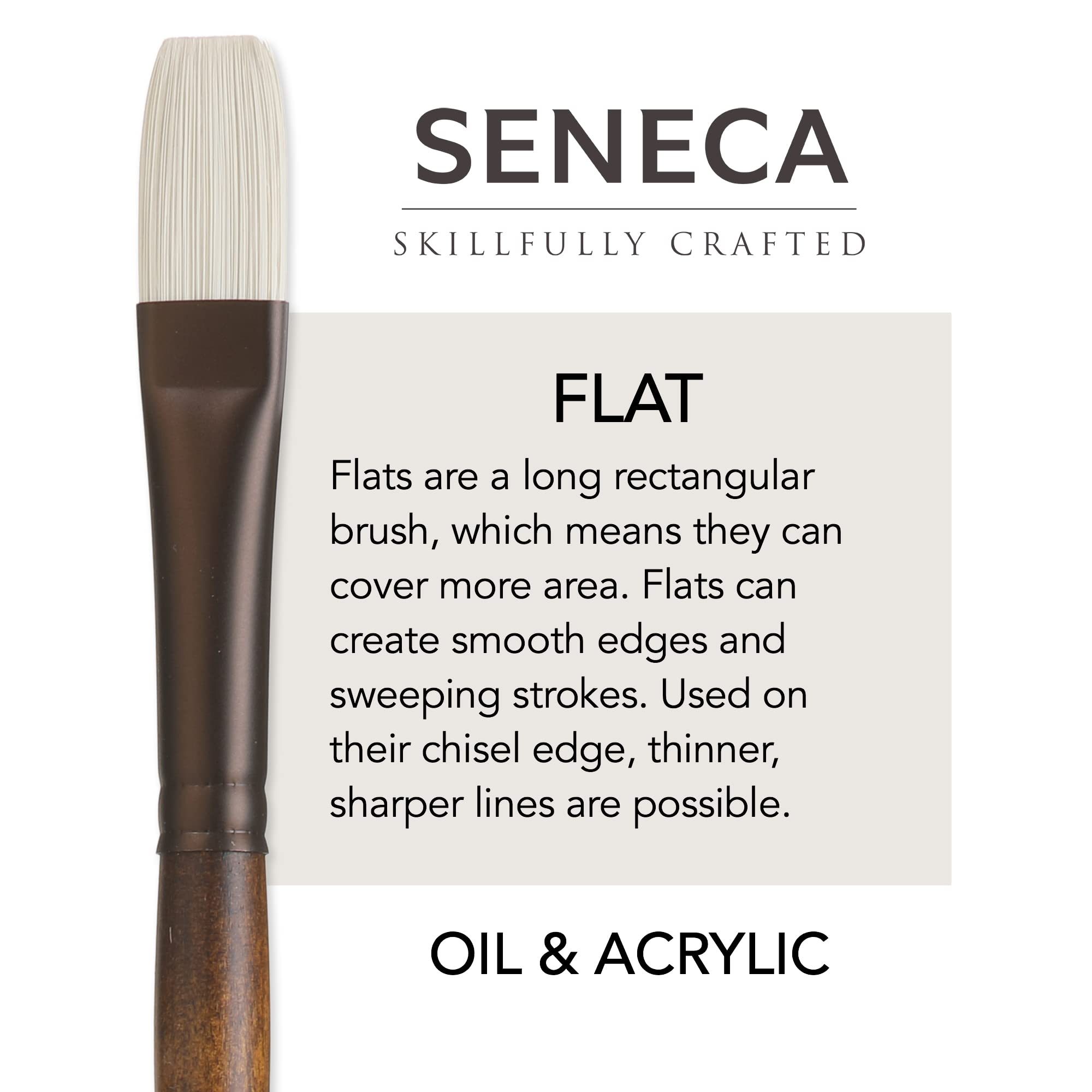 Seneca Artist Brushes de Willow Wolfe, pincel profesional de cerdas sintéticas para acrílico, aceite y aceite mezclable con agua, serie 1700, 12 planos