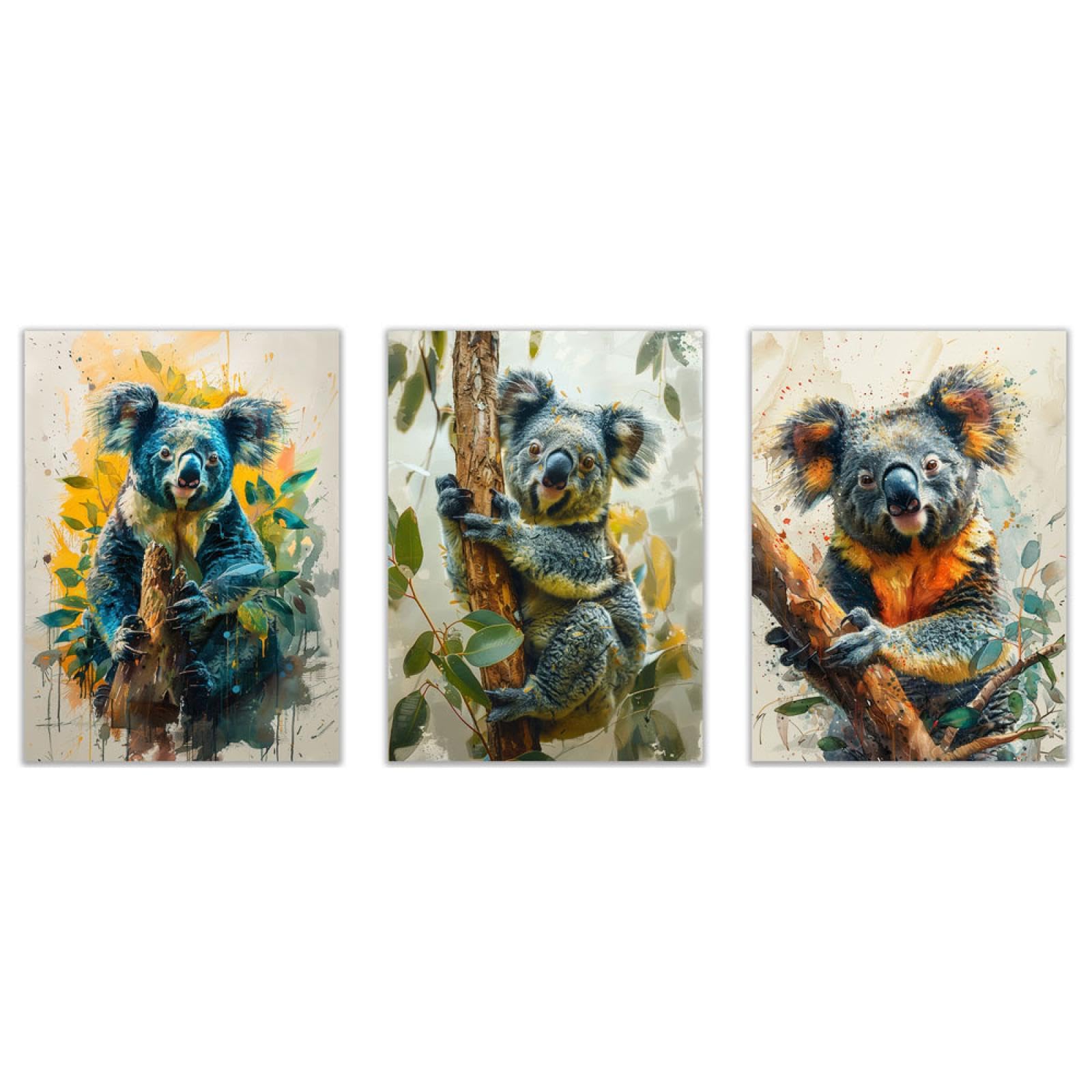 Amazon.co.jp: JOSUE 3 枚 動物 絵画 かわいい動物たち 絵画 アート