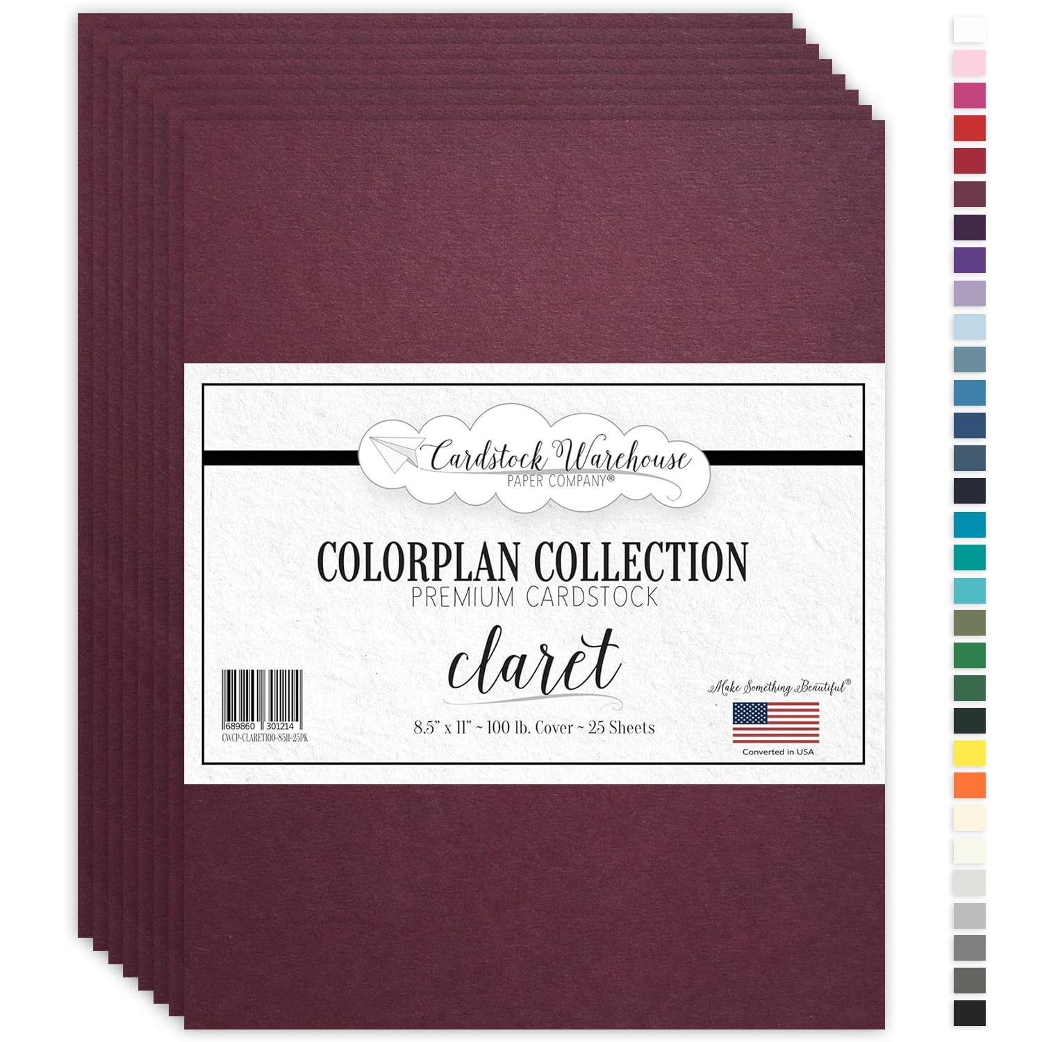 Cardstock Warehouse Colorplan Claret Burgundy - 8.5 x 11" - 100 Lb. / 270 Gsm Matte Premium Cardstock Paper - 25 Sheets