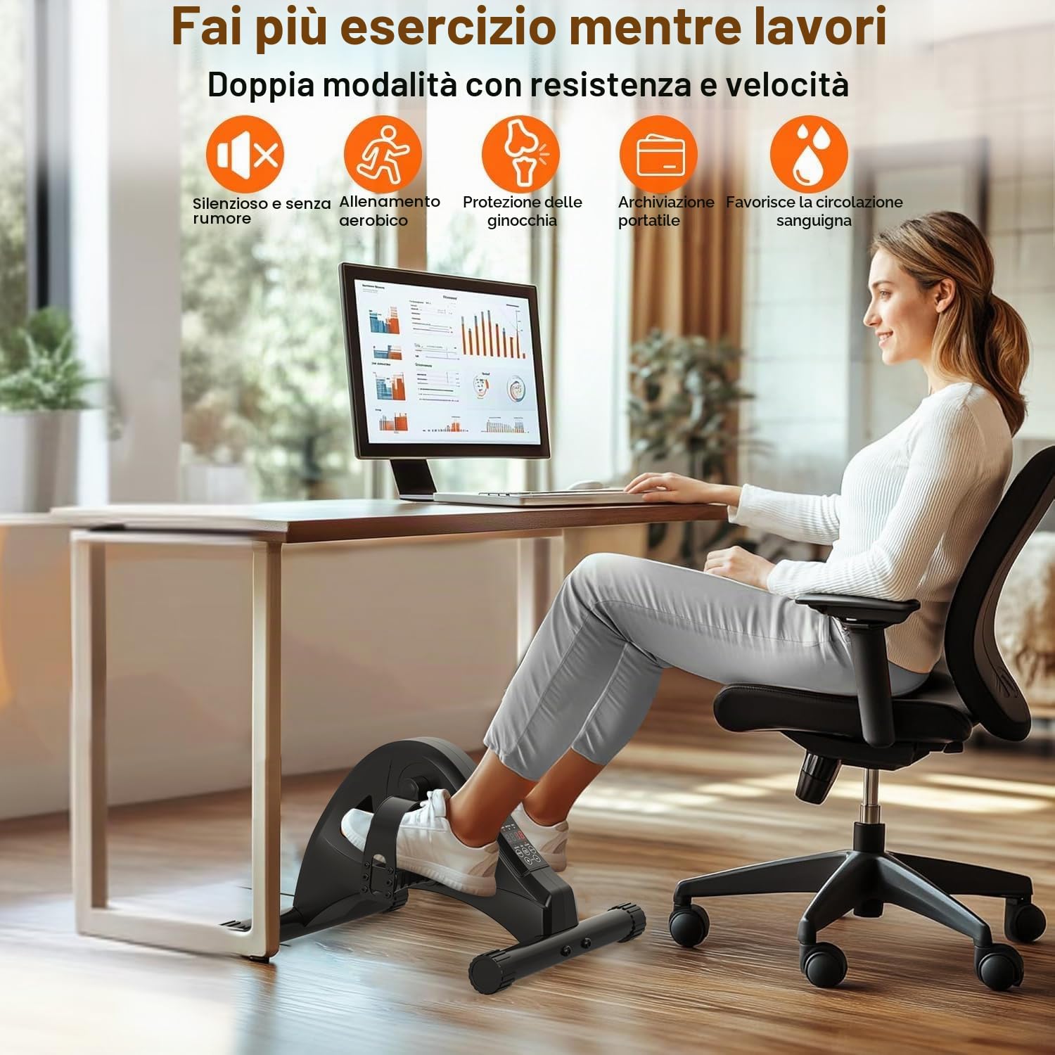 Pedalatore elettrico a pedale statico per anziani automatico, 6 livelli di velocità, telecomando con motore silenzioso per gamba riabilitazione