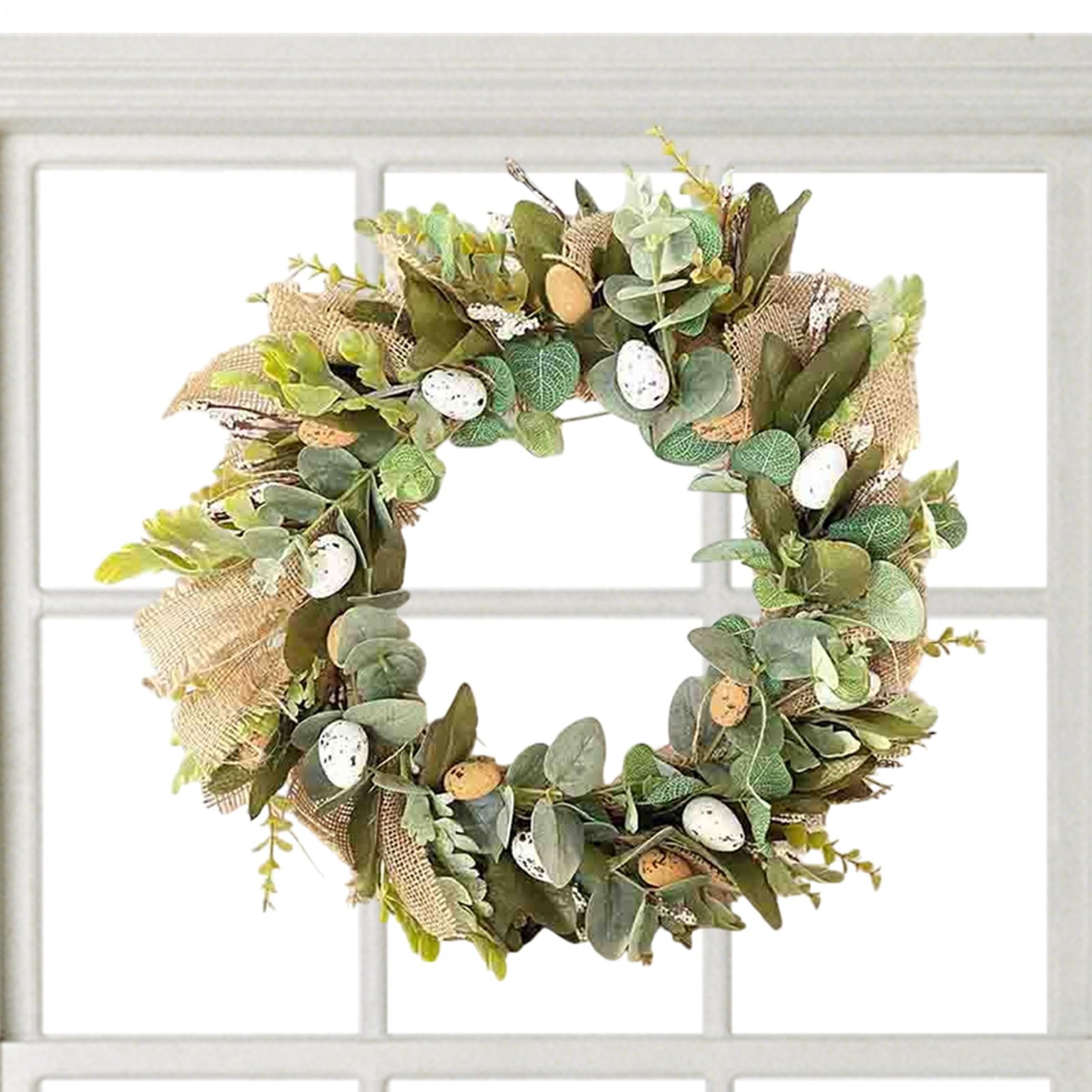 Couronnes de Pâques à la porte d'entrée : guirlande d'œufs de printemps pour intérieur et jardin