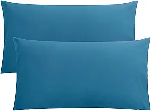FLXXIE 2 Pack Microfiber King Pillow Cases, 1800 Super Soft Pillowcases with Envelope Closure, Wrinkle, Fade and Stain Resistant Pillow Covers, 20x36, Teal