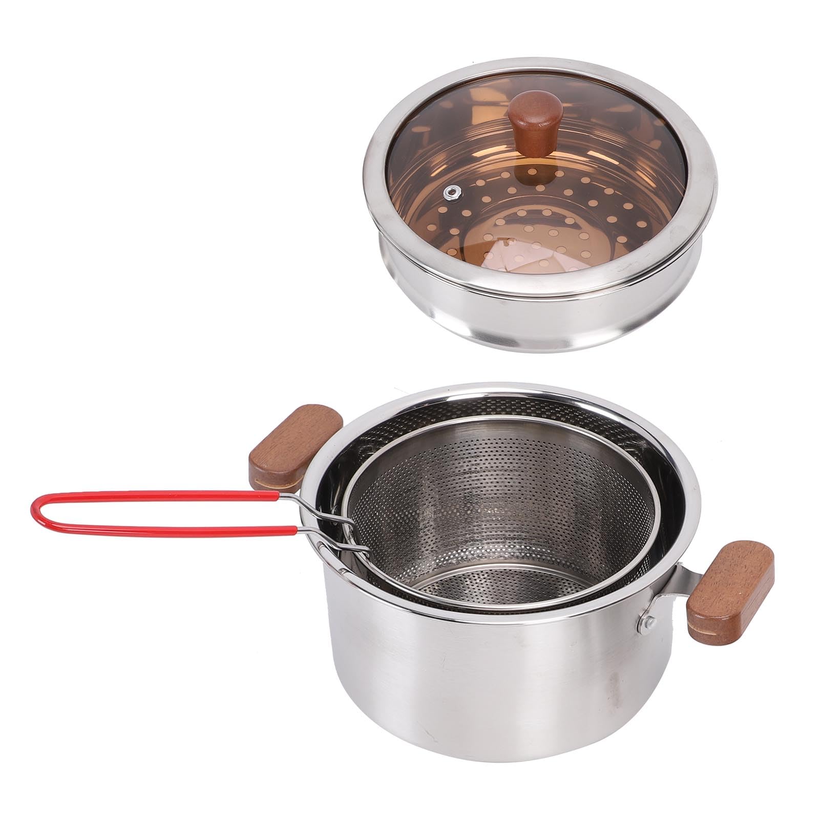 KIMISS Olla de Acero Inoxidable con Tapa y Colador - Utensilios de Cocina Multiusos para Sopa para Inducción, Cocer Al y Freír - Construcción Duradera de Acero 304