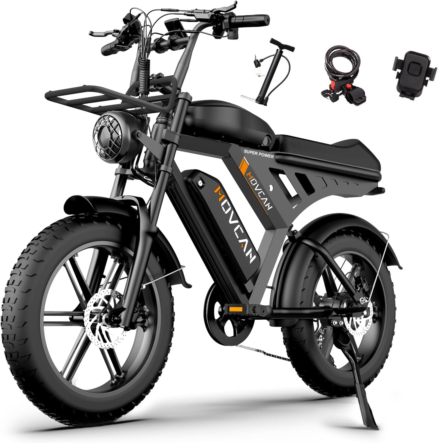 MOVCAN Electric Bike for Adults,1500W Motor（Peak 2000W 20 in Fat Tire Ebike,Up to 32MPH & 120 Miles,31.2AH Dual Battery, with Basket, Hydraulic Brakes Electric Motorcycle Bicycle