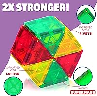 Vista 3 de Playmags Fichas Magnéticas para Niños, 60 Piezas de Bloques Magnéticos con Insertos ABC de Clic, Juguetes de Construcción de Desarrollo STEM