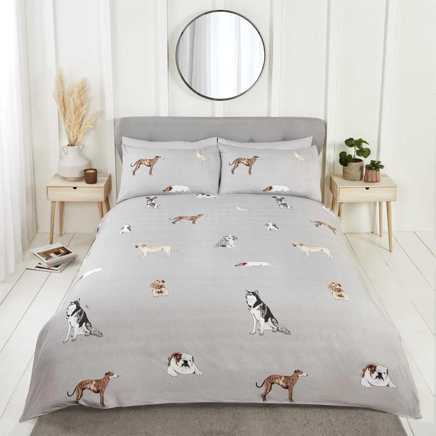 Rapport Home Paws And Tails Double Grey Duvet Set