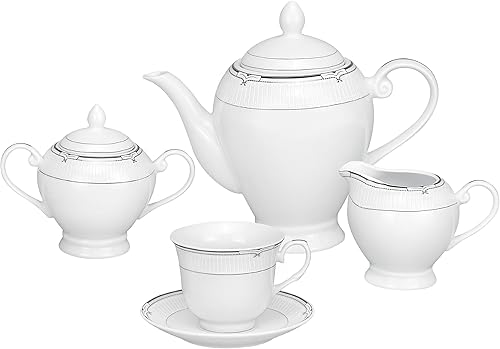 Miniatura 5 de Lorren Home Trends Juego de vajilla de porcelana de 57 piezas, Rio, servicio para 8