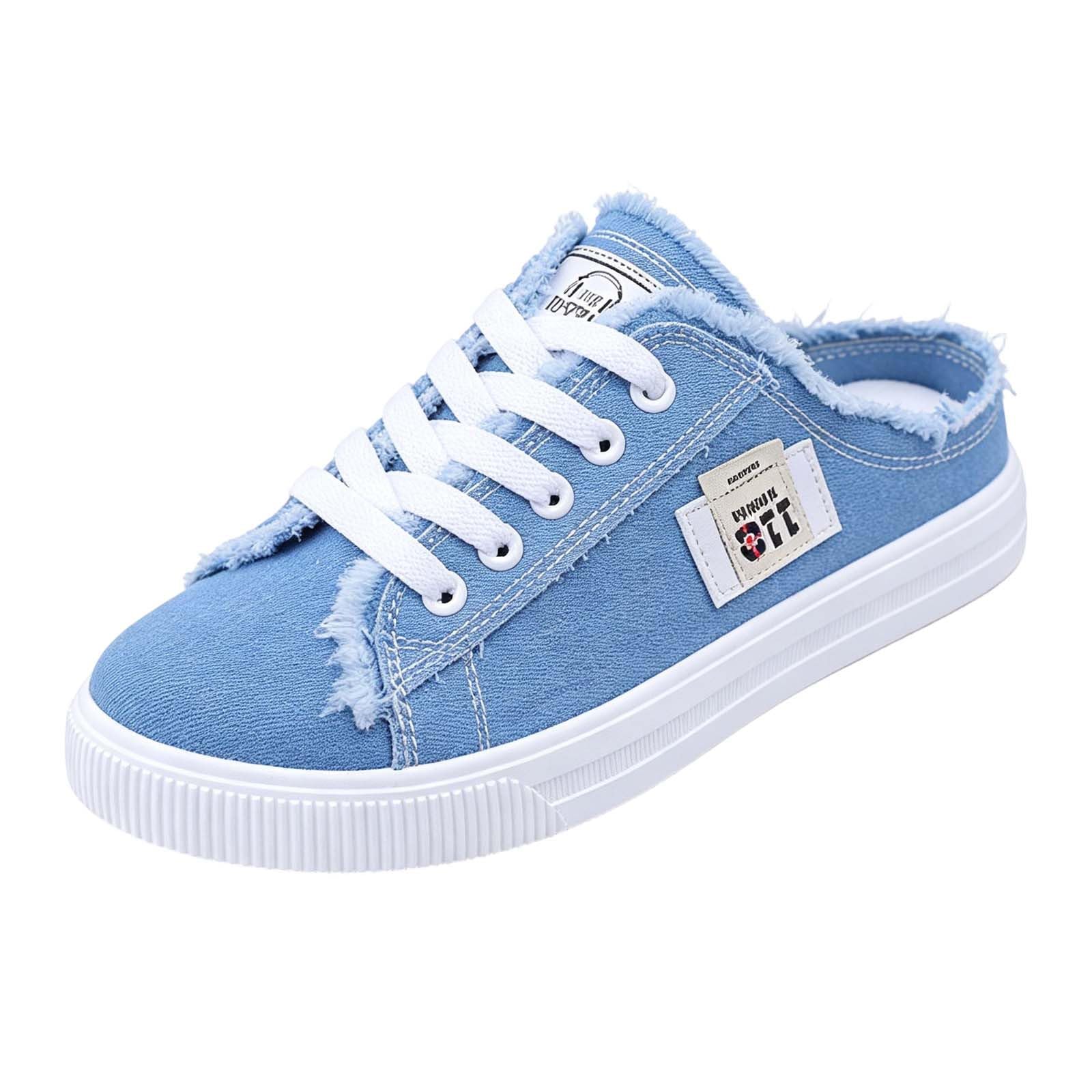 Mules et Sabots Femme Toile Dos Nu Baskets et Chaussures de Sport Mode Sabot Femme Confortable Ete Pantoufles Antidérapant Chaussures Confort Chic Chaussons Plates Chaussure de Plage Basket Legere