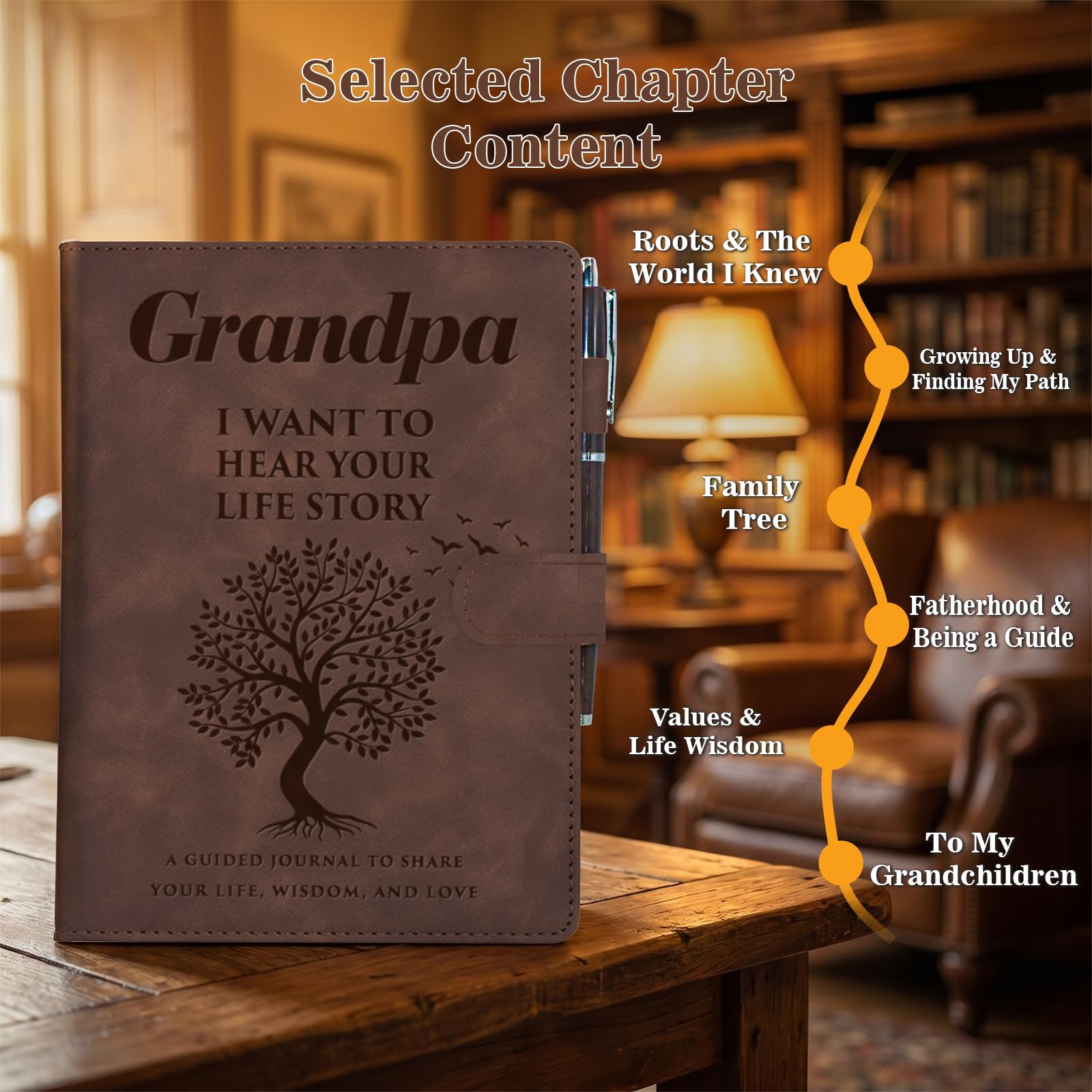 Grandpa I Want To Hear Your Story - Juego de regalo de diario de cuero para la familia, recuerdo de reliquia, regalos significativos para el abuelo de parte de los nietos, regalos