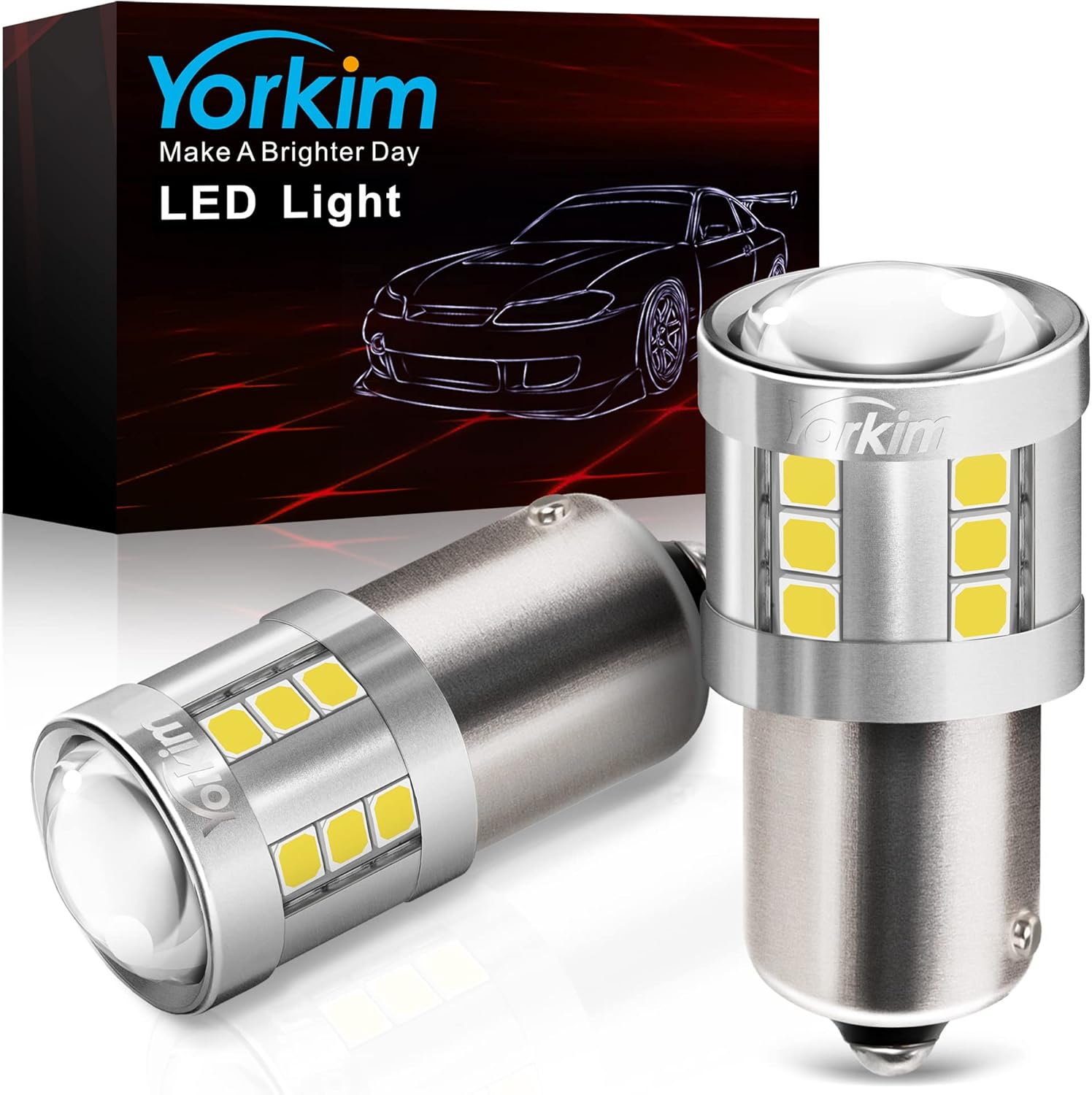 Yorkim 1156 LED Bulb White, 3000 Lumens 300 Super Brighter