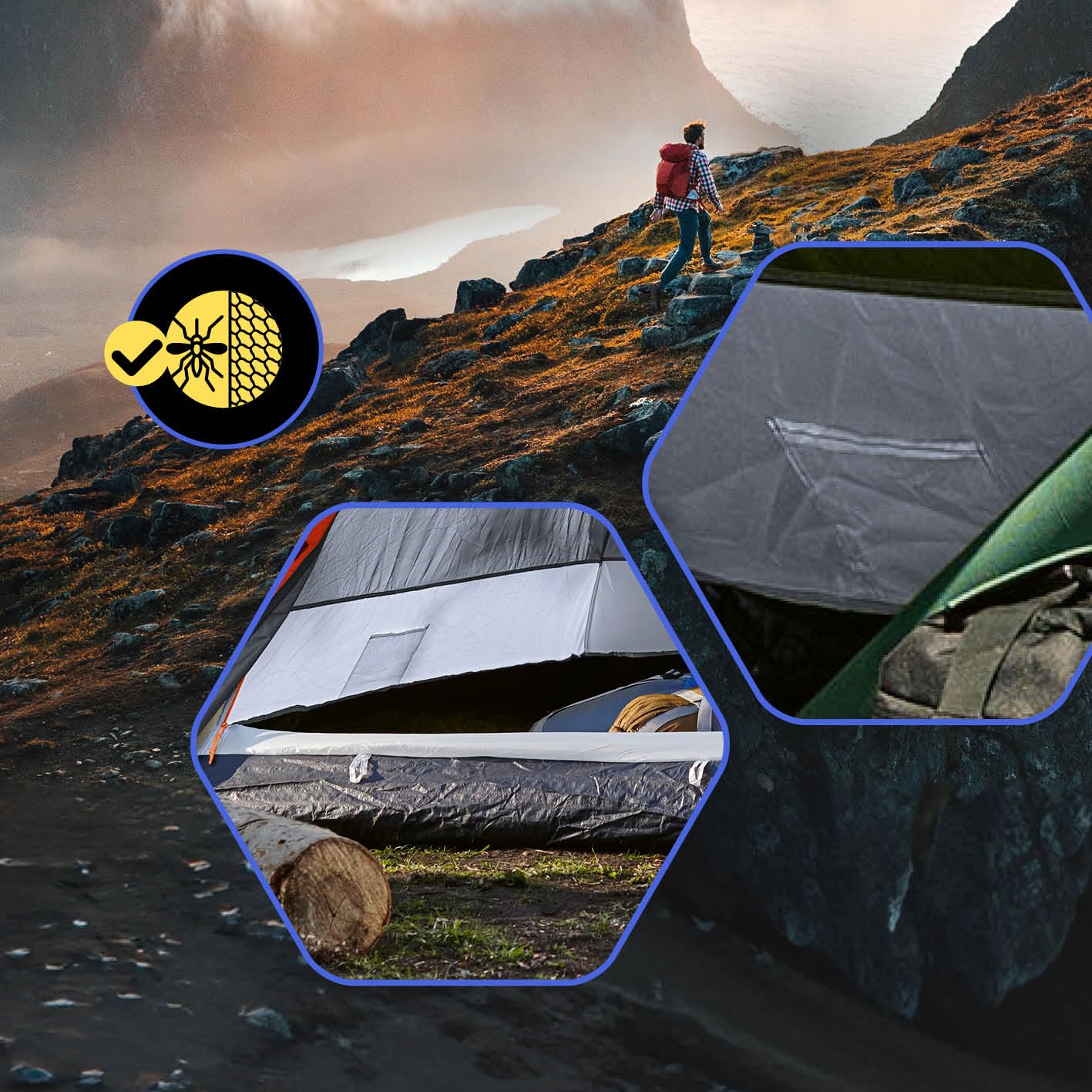 Lumaland Tenda da campeggio pop-up | tenda a cupola per 2-3 persone 215 x 195 x 120 cm | 4 stagioni | tenda da trekking e festival | leggera, impermeabile e robusta | montaggio semplice, veloce