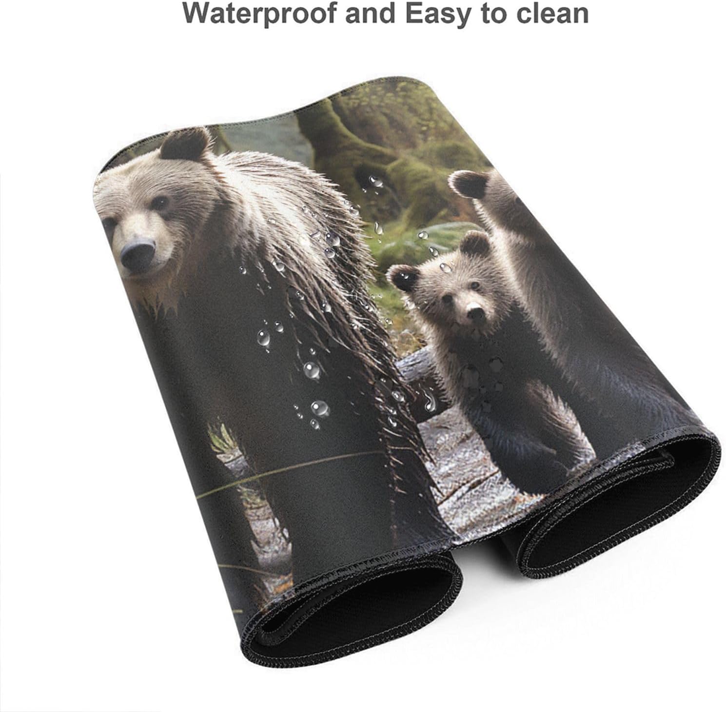 Extended Mousepad Gaming Keyboard Pad Large Desk Pad Non-Slip Rubber Base Mice Pad Mother Bear and her Cubs Mousepad with Stitched Edges Mouse-Mat for Office Desk Protector 16x29.5in