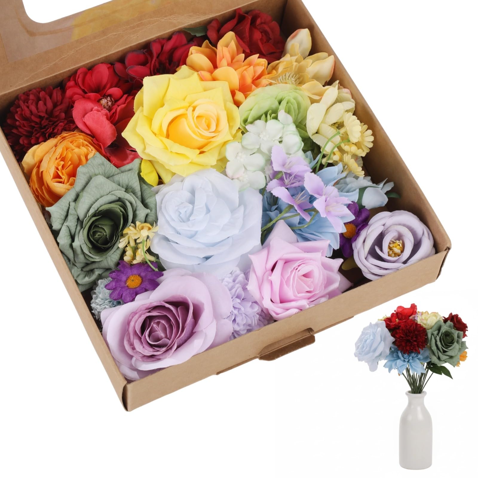 Boîte de fleurs artificielles pour centres de table réussis sans flétrissure