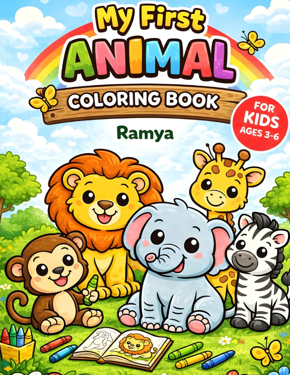 Animal Coloring Book for Kids Ages 3–6: Simple Coloring Pages for Toddlers & Preschoolers