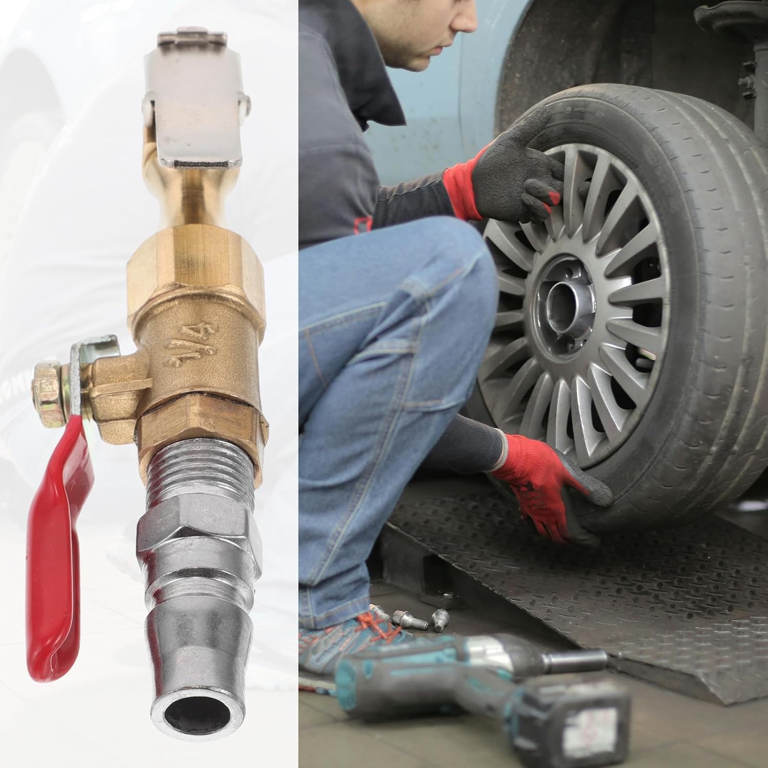 Garneck Metal Tire Inflator Chuck Quick Connect Air Chuck Locking Clip for Car and Agricultural Tire Inflation